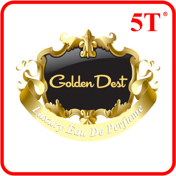 Golden Dest Gold Embossed Cosmetic Bottle Labels in Luxury Eau De Perfume 