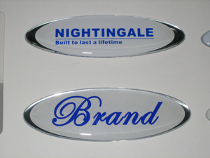 Blue Brand Epoxy Resin Stickers in High Light Scutcheon