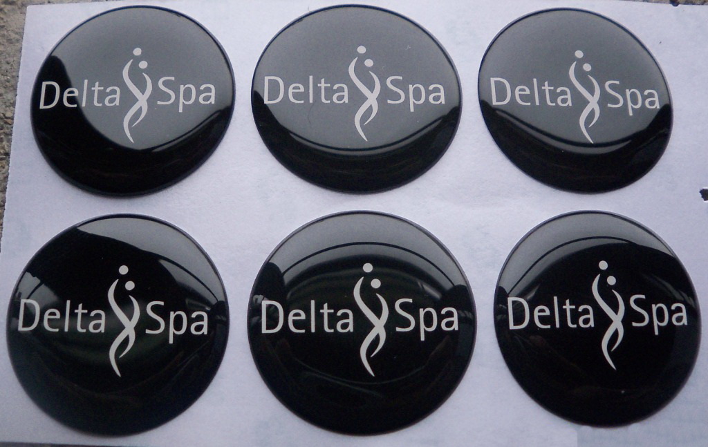 Delta Spa Epoxy Resin Stickers in SPA Oil Bottles