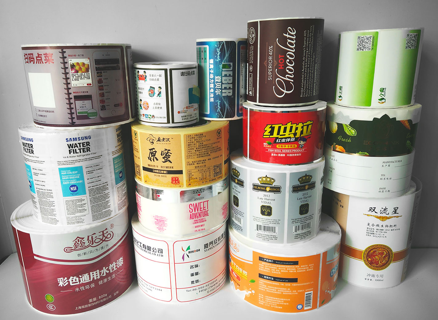 Color drum adhesive printing customized roll label label food and wine label drugs color label customized